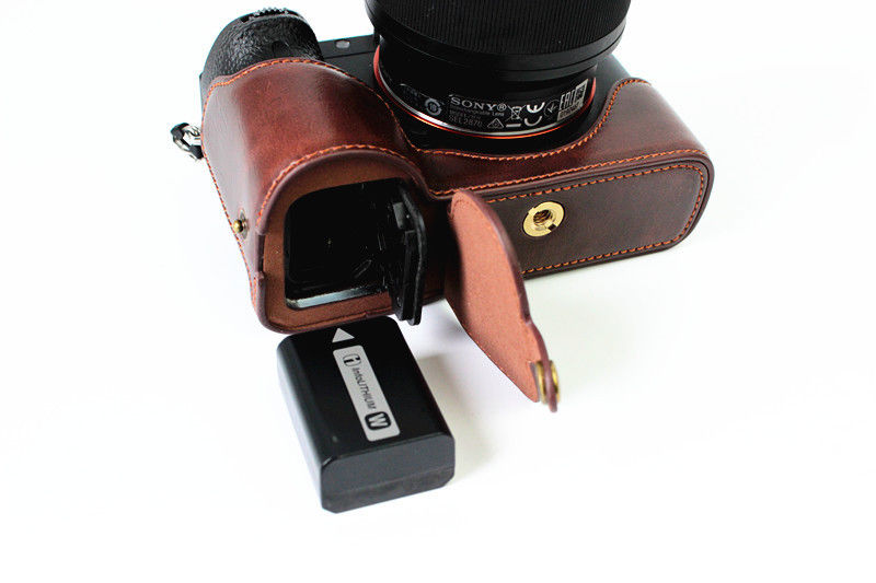 Kožené pouzdro pro SONY ALPHA A7 / A7R / A7S tmavě hnědé