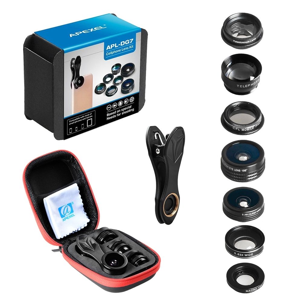 APEXEL DELUXE APL-DG7 Set objektivů pro mobilní telefony 7v1