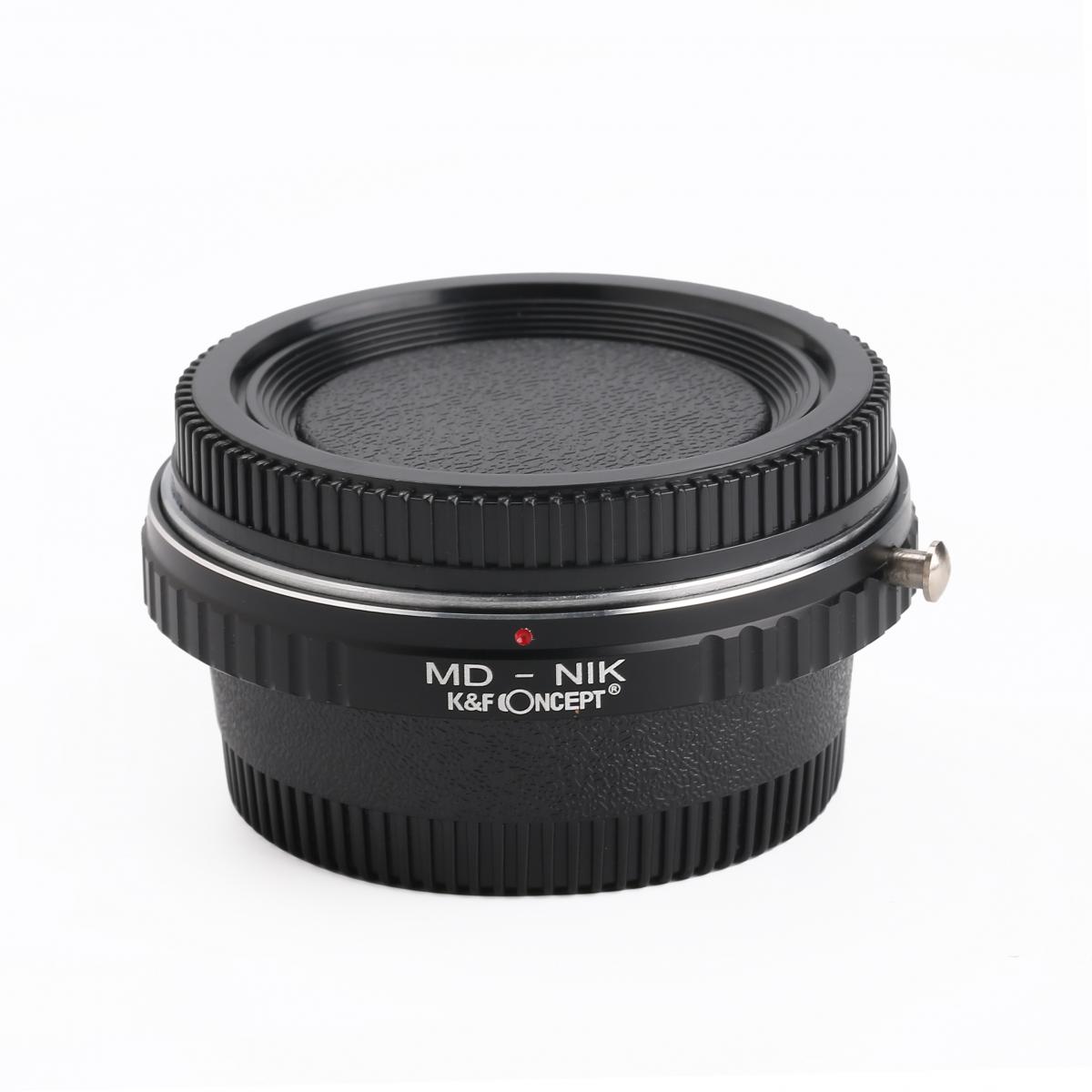 Redukce s optickým členem K&F Concept z objektivu Minolta MD MC na Nikon F