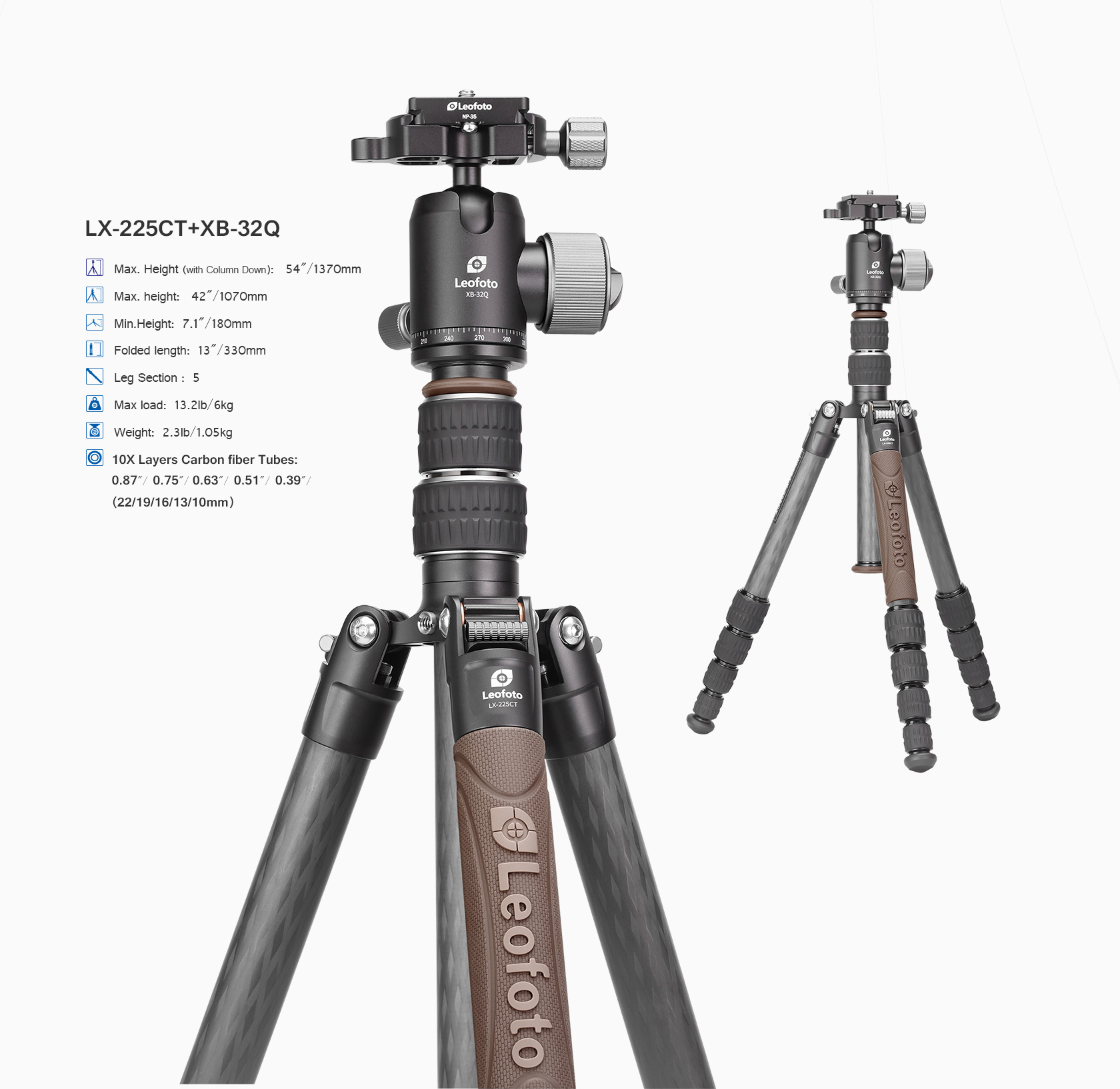 Tripod Leofoto Urban LX-225CT s hlavou XB32q