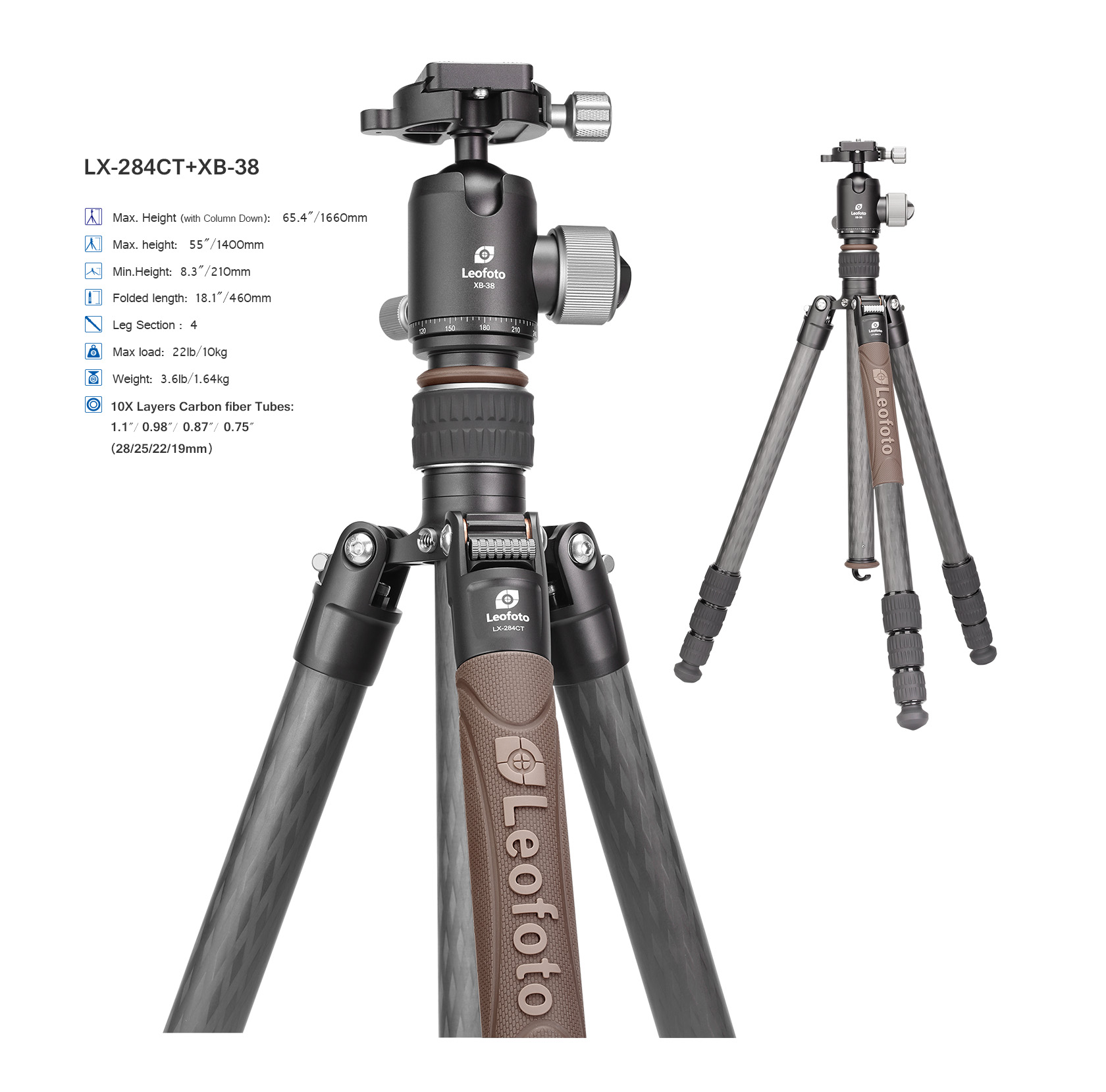Tripod Leofoto Urban LX-284CT s hlavou XB38