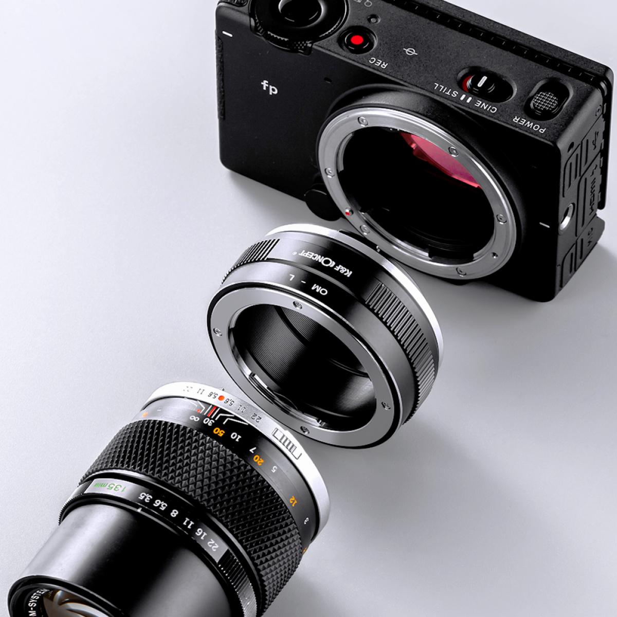 Redukce K&F Concept z objektivu Olympus OM na LEICA L