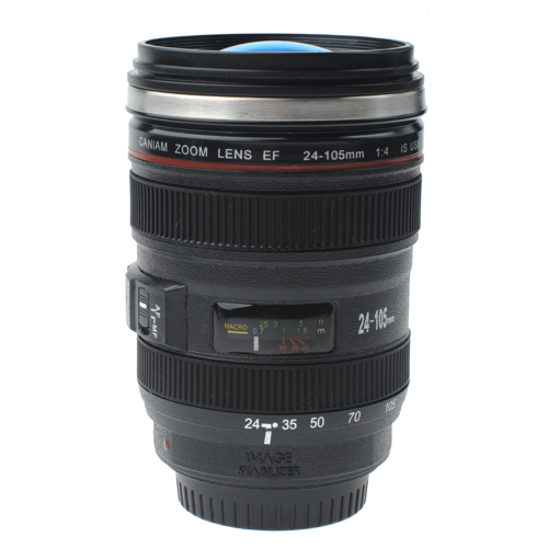Termohrnek objektiv Canon Caniam EF 24-105mm s uzávěrem v podobě skleněné čočky