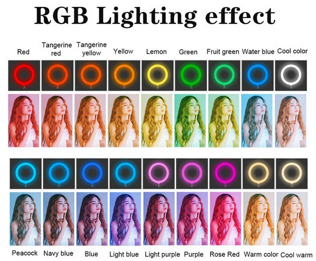 Kruhové RGB světlo 260mm s dvěma stativy