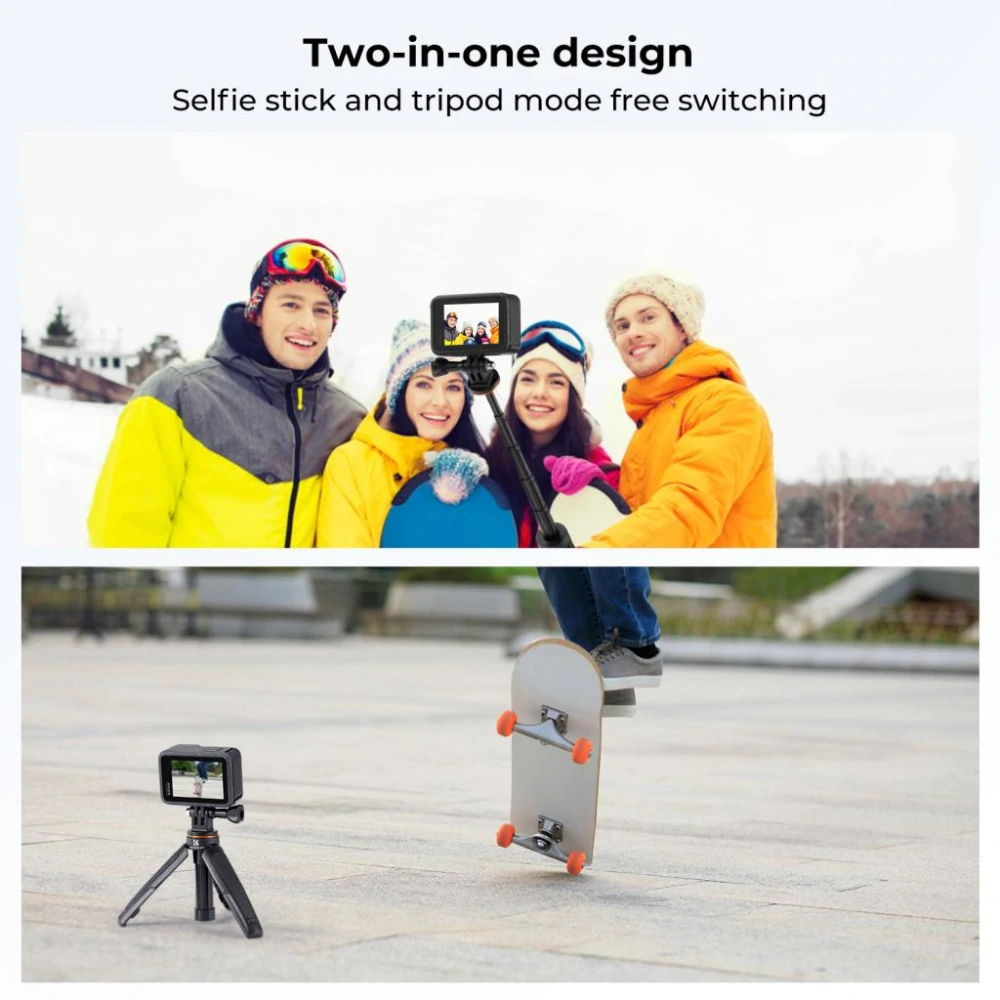 Stolní stativ a selfie tyč K&F Concept MS03 pro akční kamery, šedá