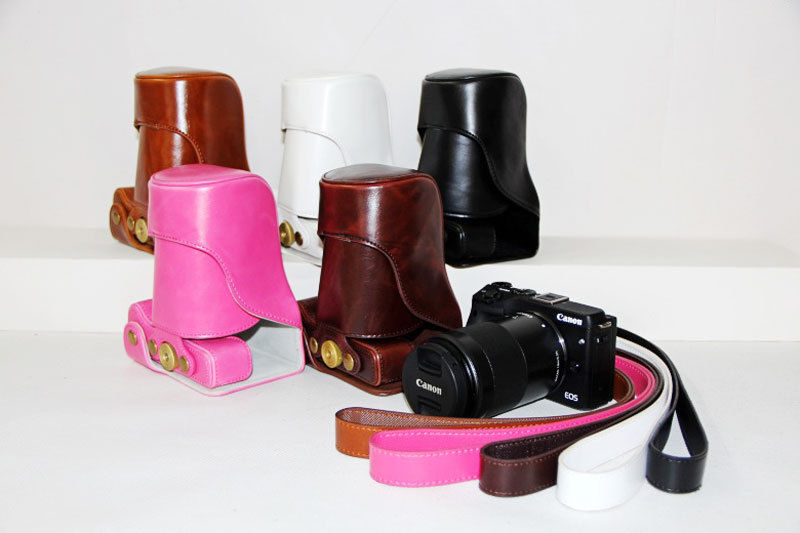 Kožené pouzdro pro CANON EOS M3 růžové