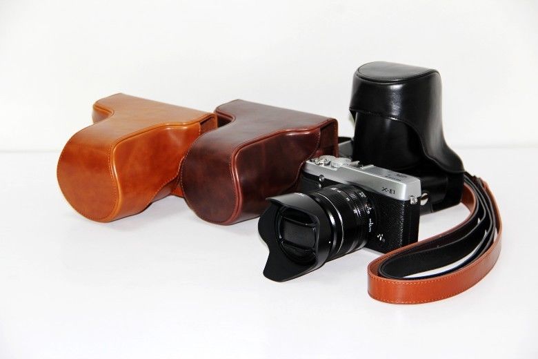 Kožené pouzdro pro FUJIFILM X-E2 tmavě hnědé