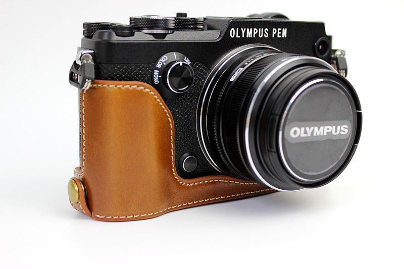 Kožené pouzdro pro OLYMPUS PEN-F hnědé