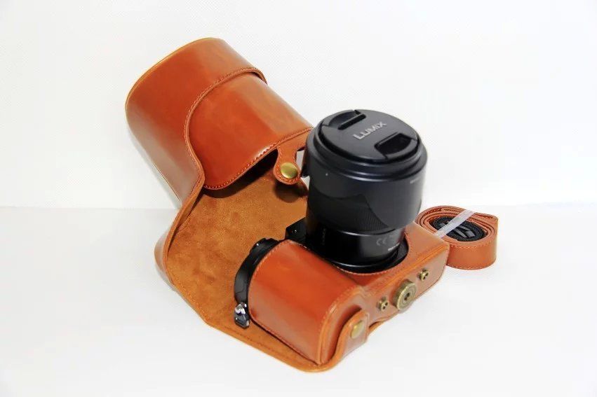 Kožené pouzdro pro PANASONIC LUMIX DMC-GX8 hnědé