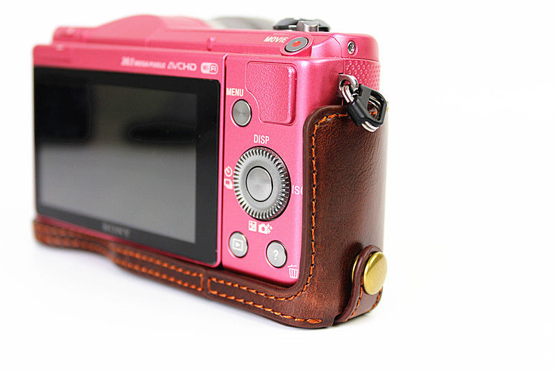 Kožené pouzdro pro SONY ALPHA A5000 / A5100 tmavě hnědé