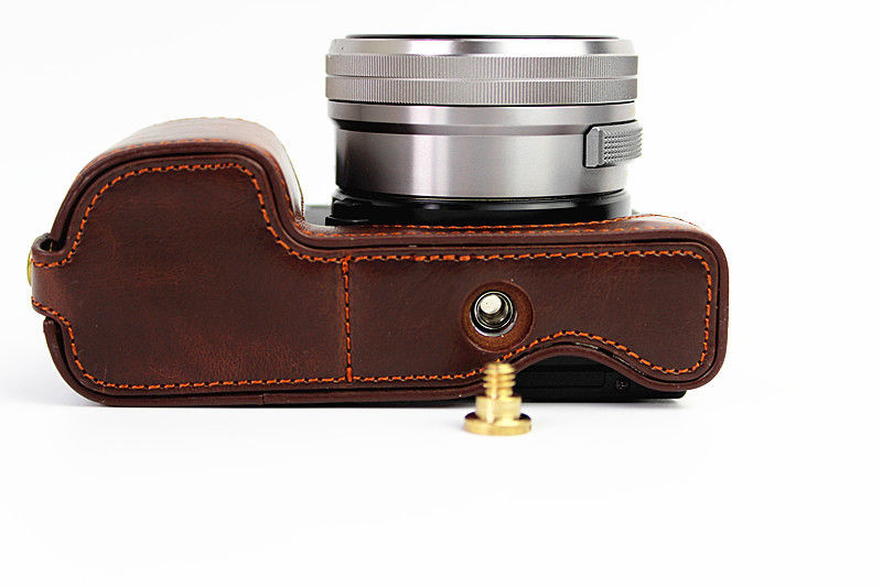 Kožené pouzdro pro SONY ALPHA A6000 / A6300 tmavě hnědé