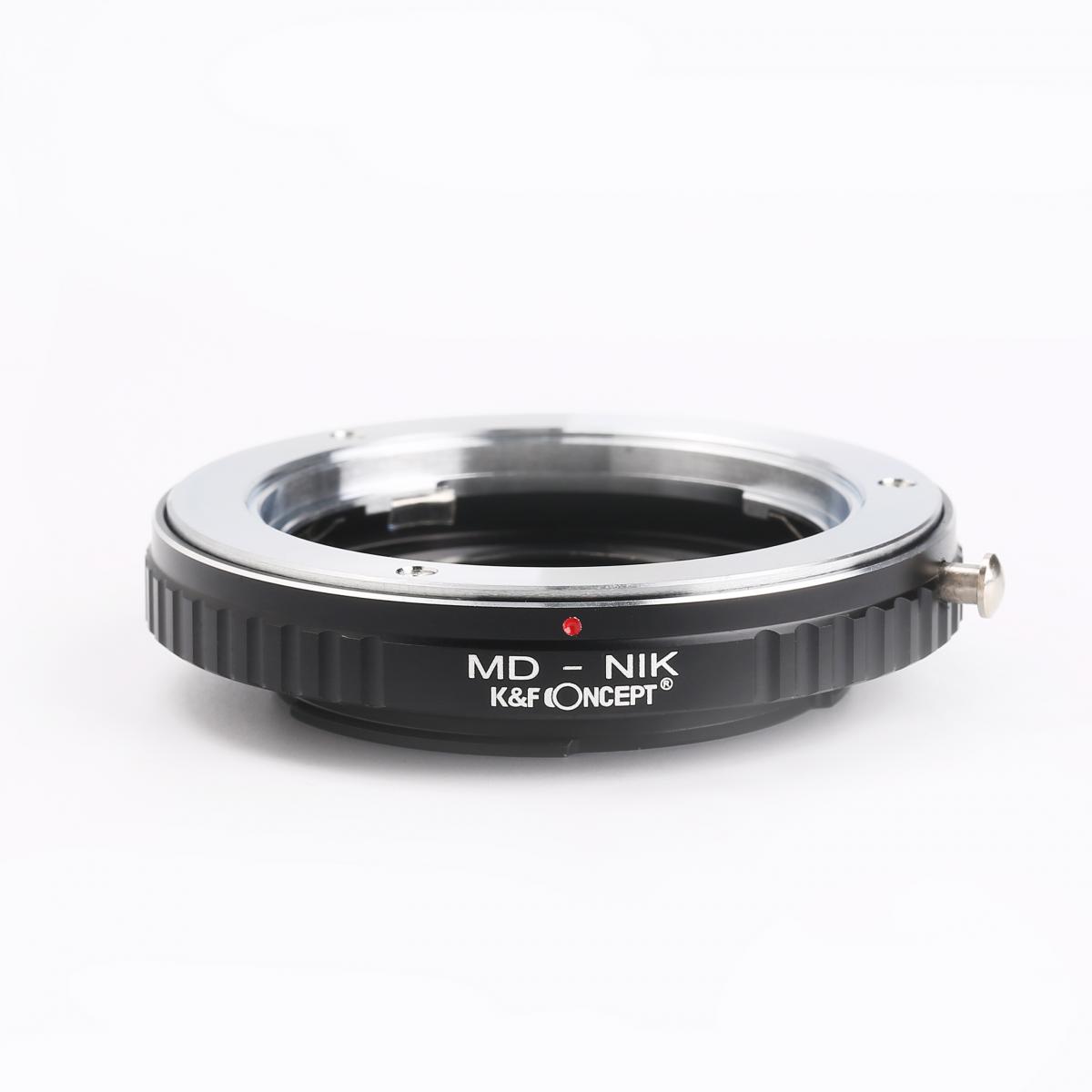 Redukce s optickým členem K&F Concept z objektivu Minolta MD MC na Nikon F