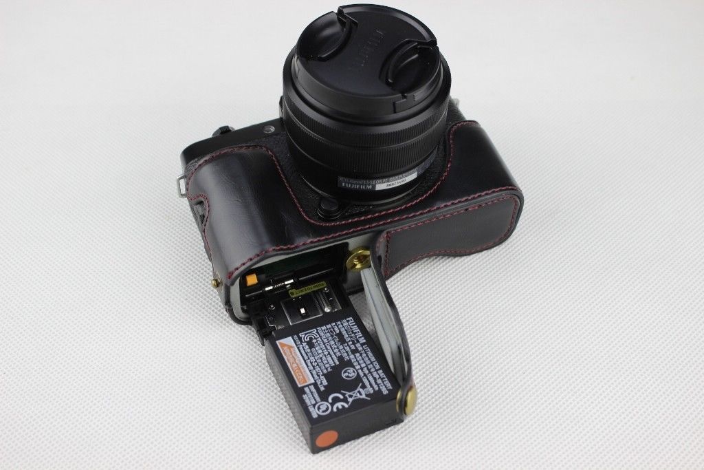 Kožené pouzdro pro fotoaparát FujiFilm Fuji X-T100 černé
