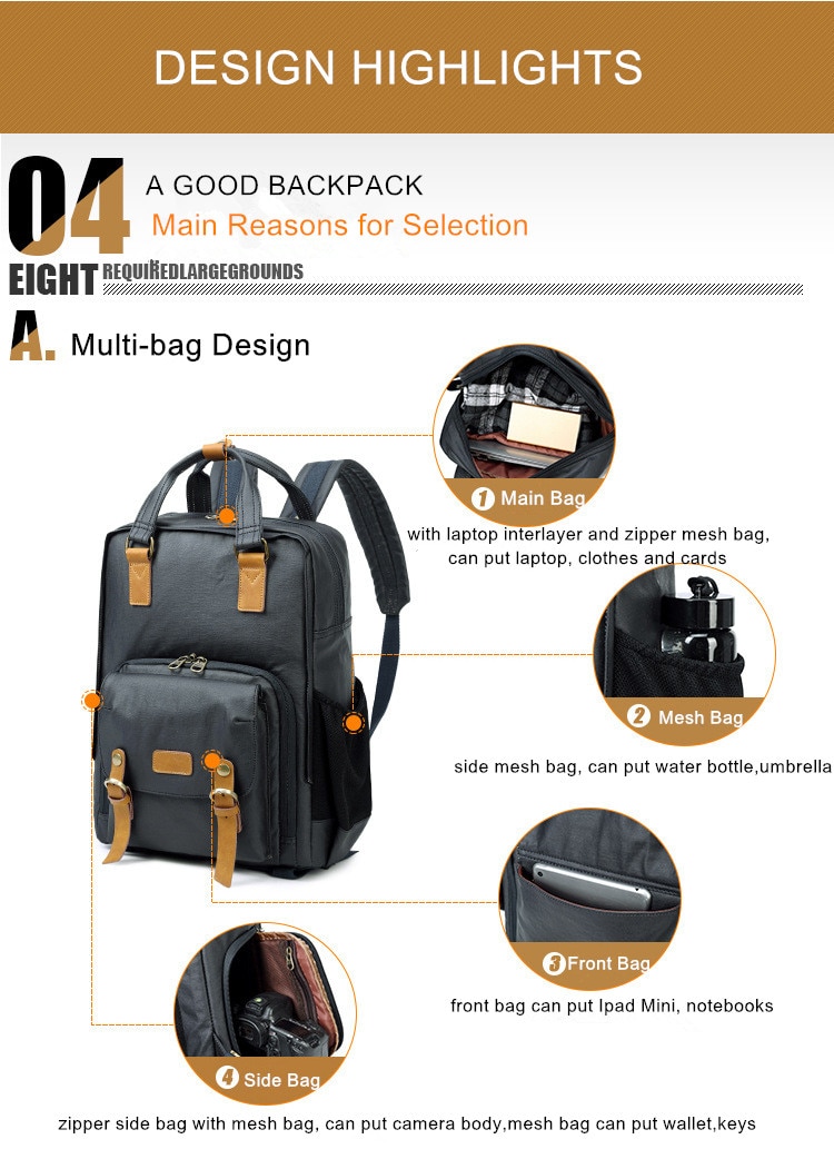 Stylový fotobatoh Vagabund City Khaki