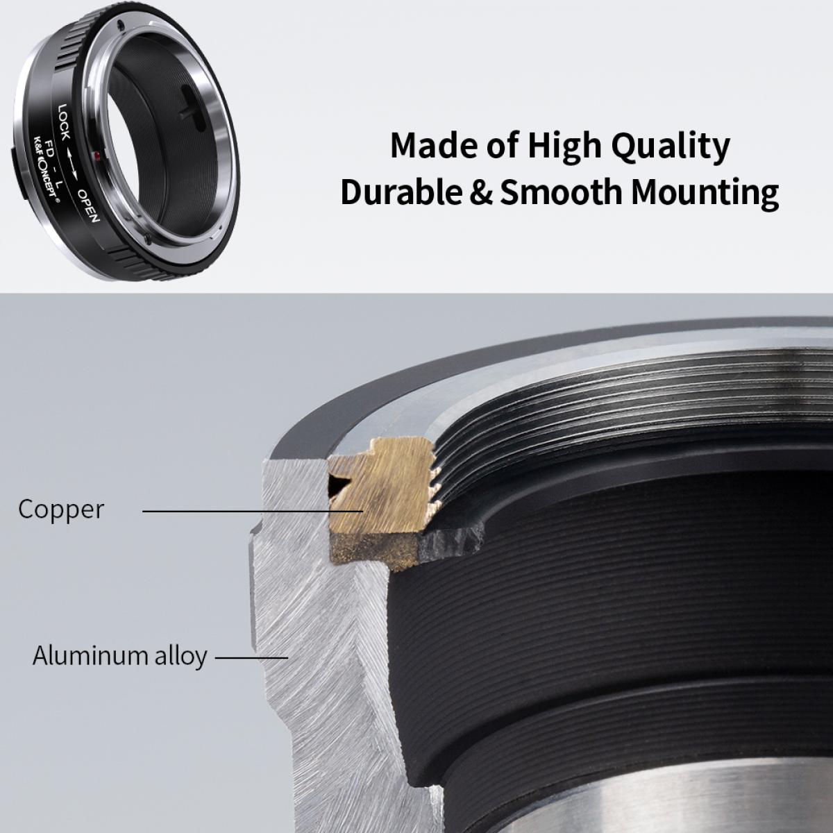 Redukce K&F Concept z objektivu Canon FD na LEICA L