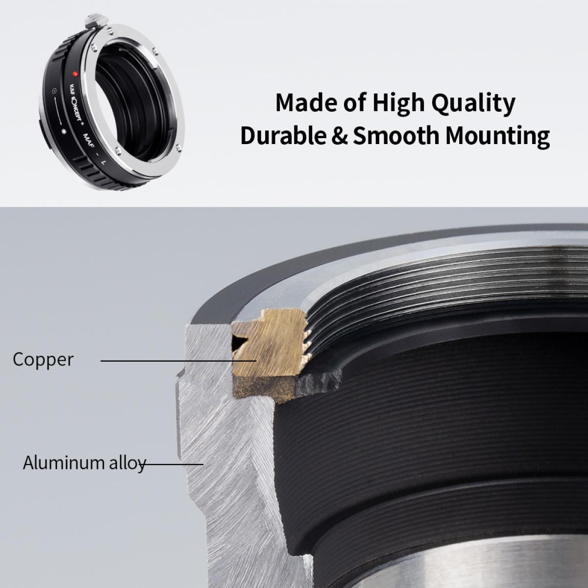 Redukce K&F Concept z objektivu Sony A (Minolta AF) na LEICA L