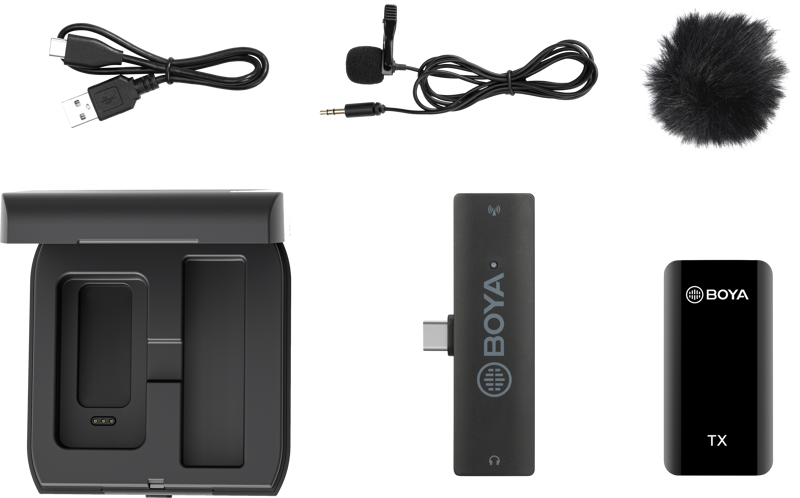 Bezdrátový mikrofonní systém BY-XM6-K5 - 2.4GHz Dual-channel Wireless Microphone Type-C devices 1+1 w/ charging box