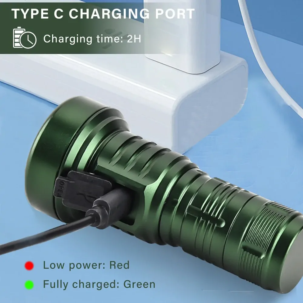 Nabíjecí EDC svítilna 2000 lumenů 5x LED s možností červeného světla, s akumulátorem