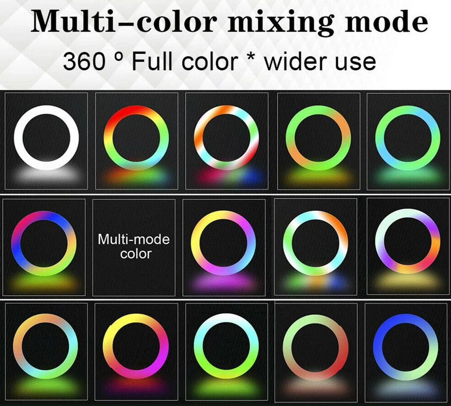 Kruhové RGB světlo 260mm s dvěma stativy