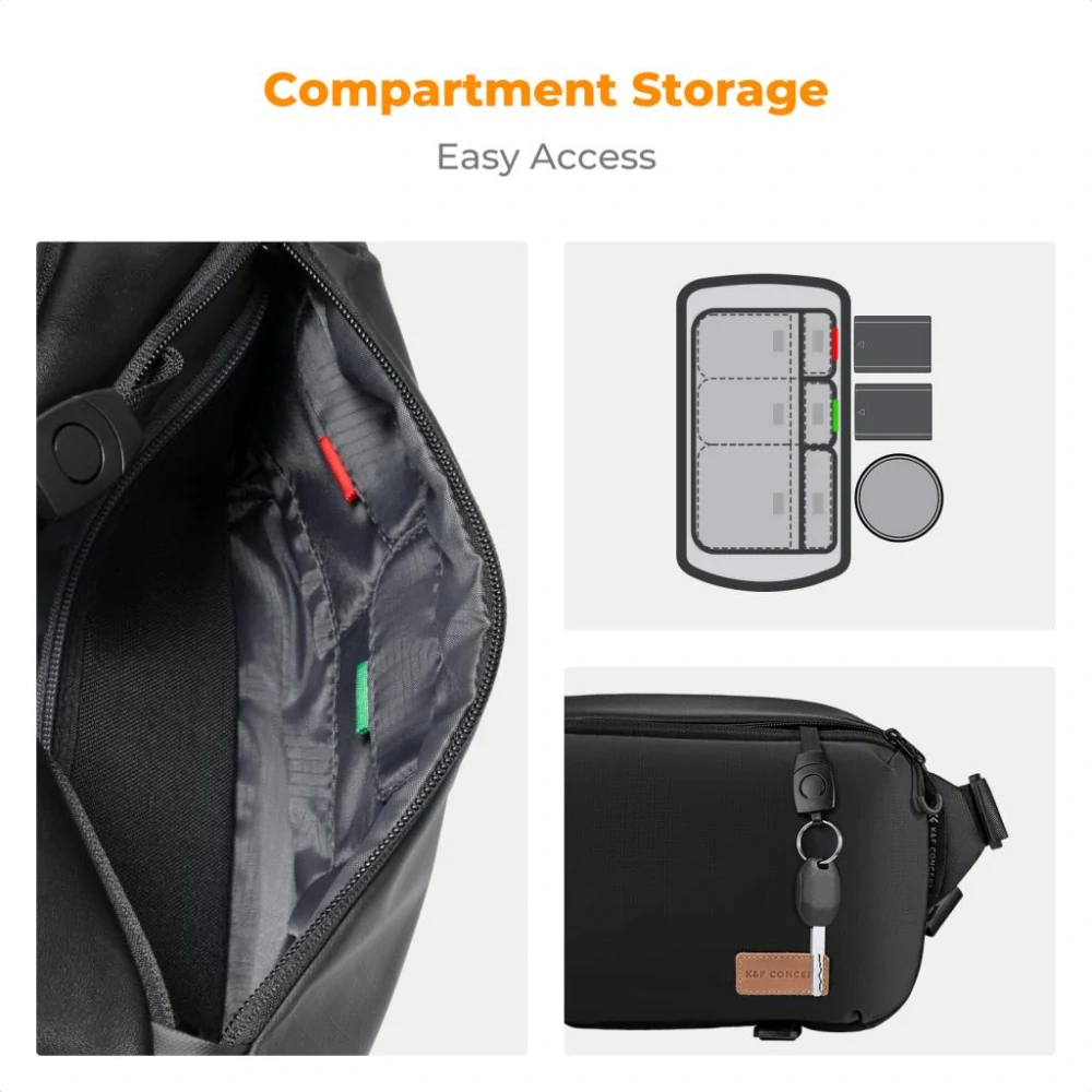 Foto brašna K&F Concept Alpha Sling bag 10L Černá + hnědá