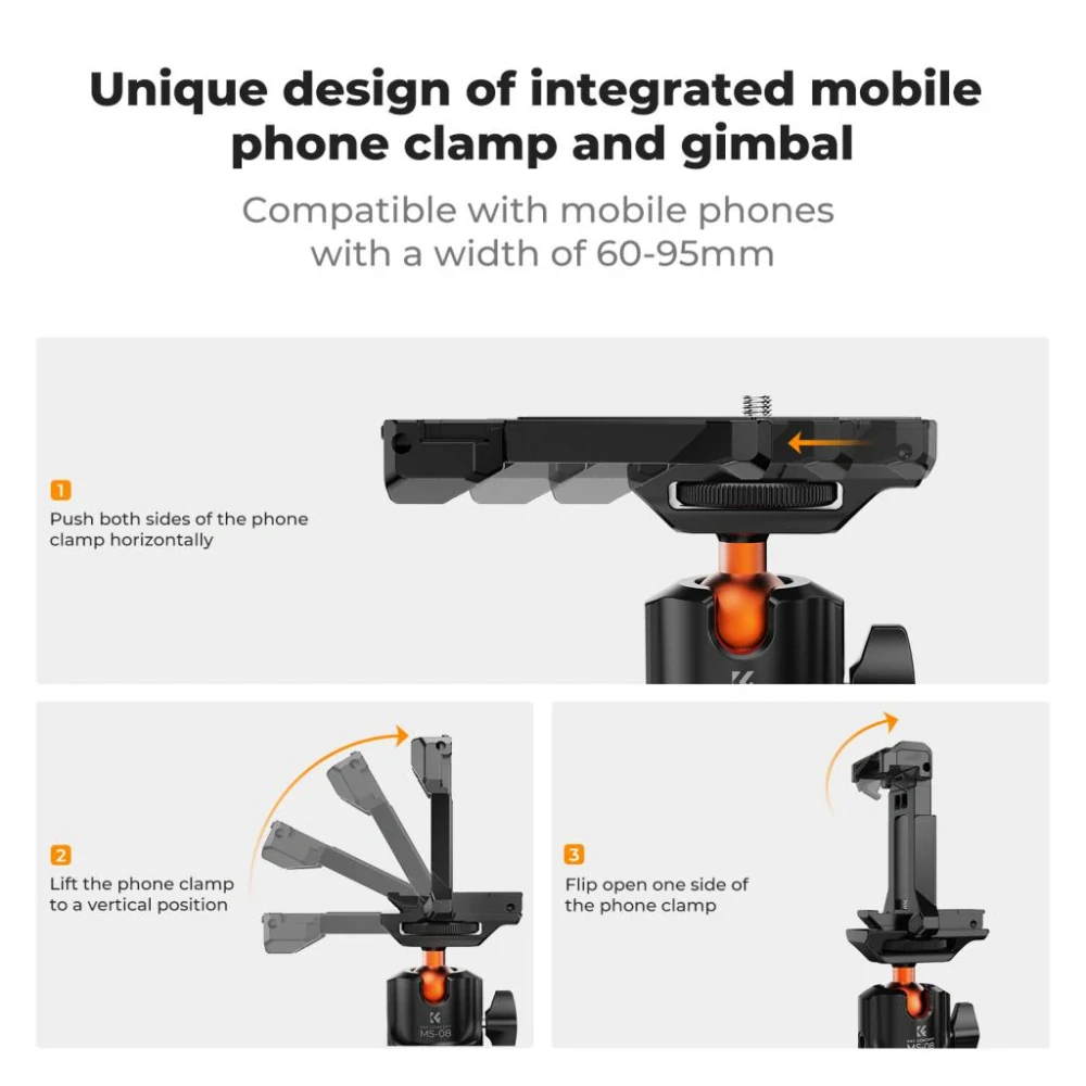 K&F Concept Magnetická základna s kulovou hlavou a držákem telefonu