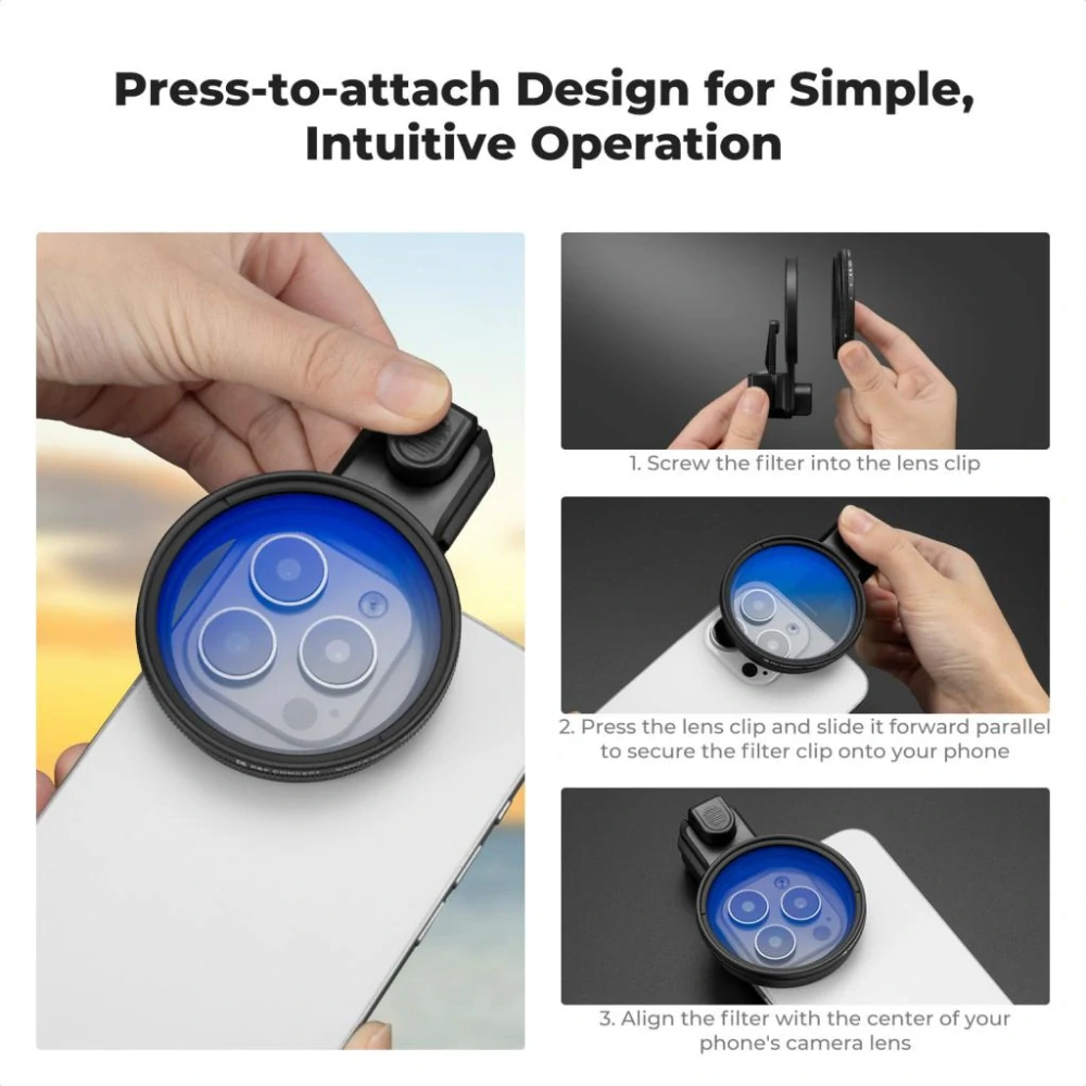 K&F Concept Adaptér na 58mm filtry s klipem pro mobilní telefony včetně odolného pouzdra