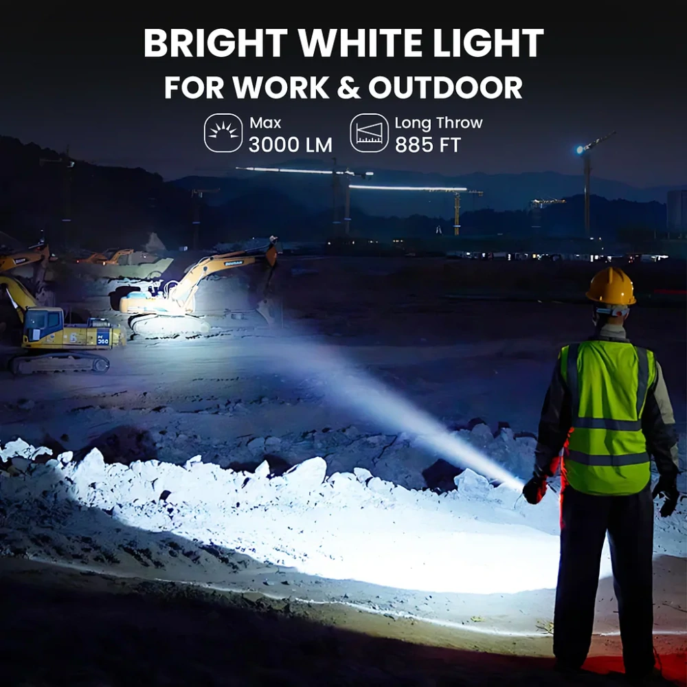 Otočná pracovní svítilna Sofirn ST2 s UV a červeným světlem, 3000 lumenů, s akumulátory