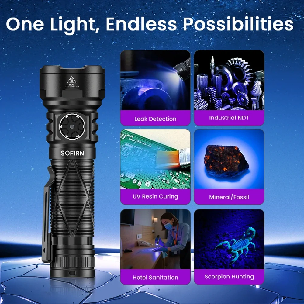 Profesionální UV svítilna Sofirn SR15UV, 365nm, 12W, bez akumulátoru