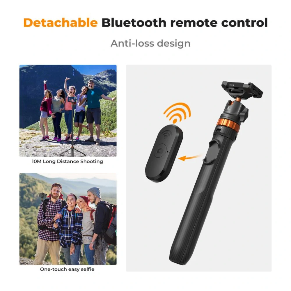 Stativ a selfie tyč K&F Concept MS04 1,58m s Bluetooth spouští, černá