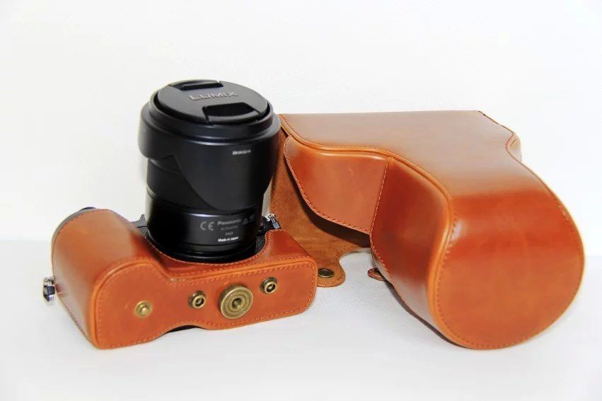 Kožené pouzdro pro PANASONIC LUMIX DMC-GX8 hnědé