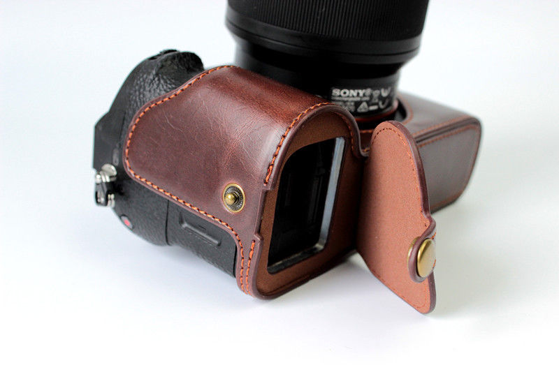 Kožené pouzdro pro SONY ALPHA A7 / A7R / A7S MARK II tmavě hnědé
