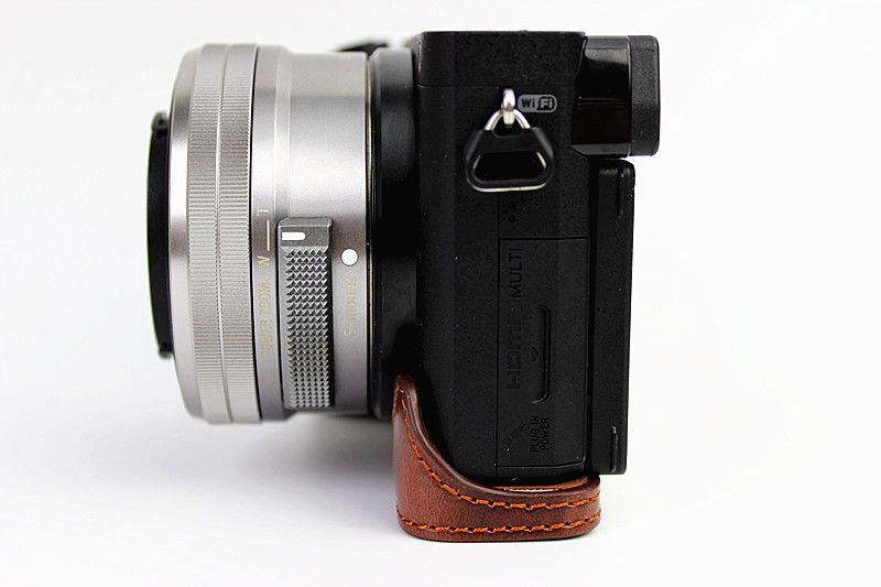 Kožené pouzdro pro SONY ALPHA A6000 / A6300 tmavě hnědé