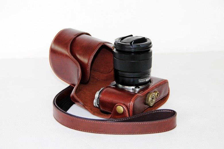 Kožené pouzdro pro FUJIFILM X-A2 tmavě hnědé