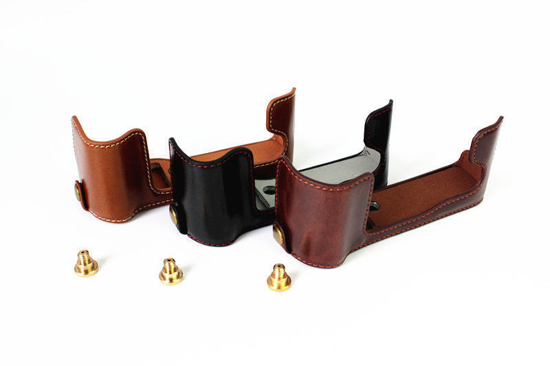 Kožené pouzdro pro PANASONIC Lumix DC-GH5 tmavě hnědé