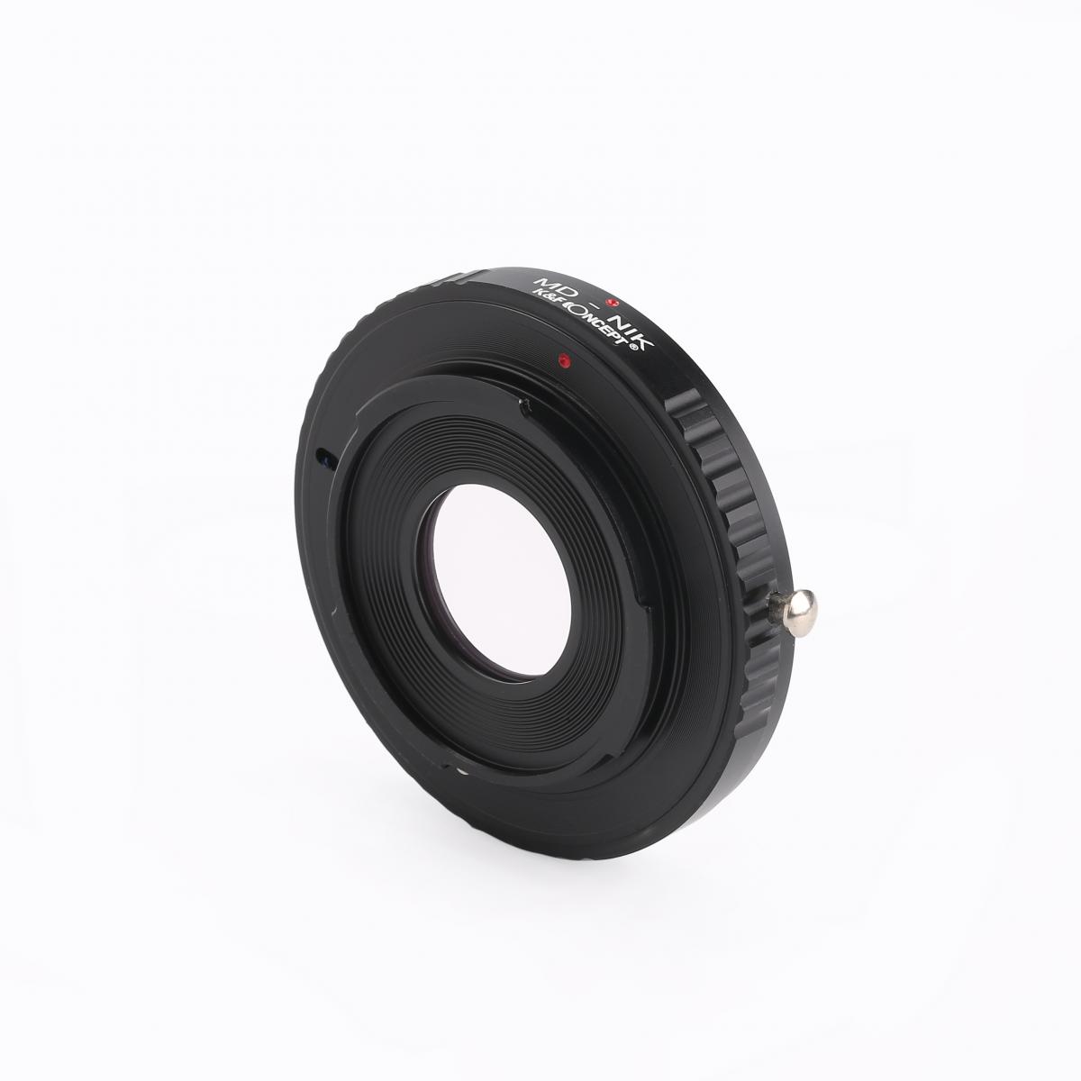 Redukce s optickým členem K&F Concept z objektivu Minolta MD MC na Nikon F