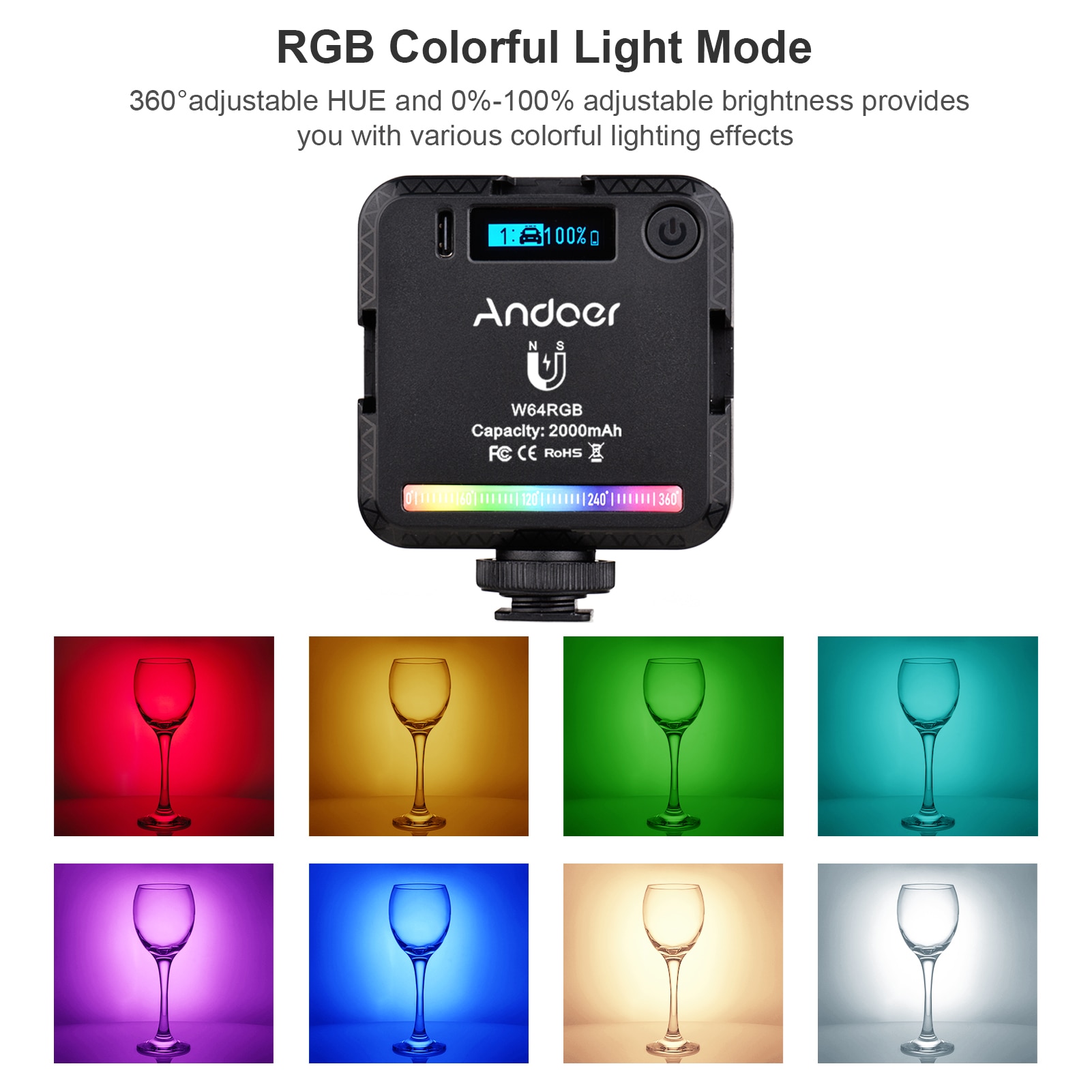 Led Video světlo Andoer W64 RGB new