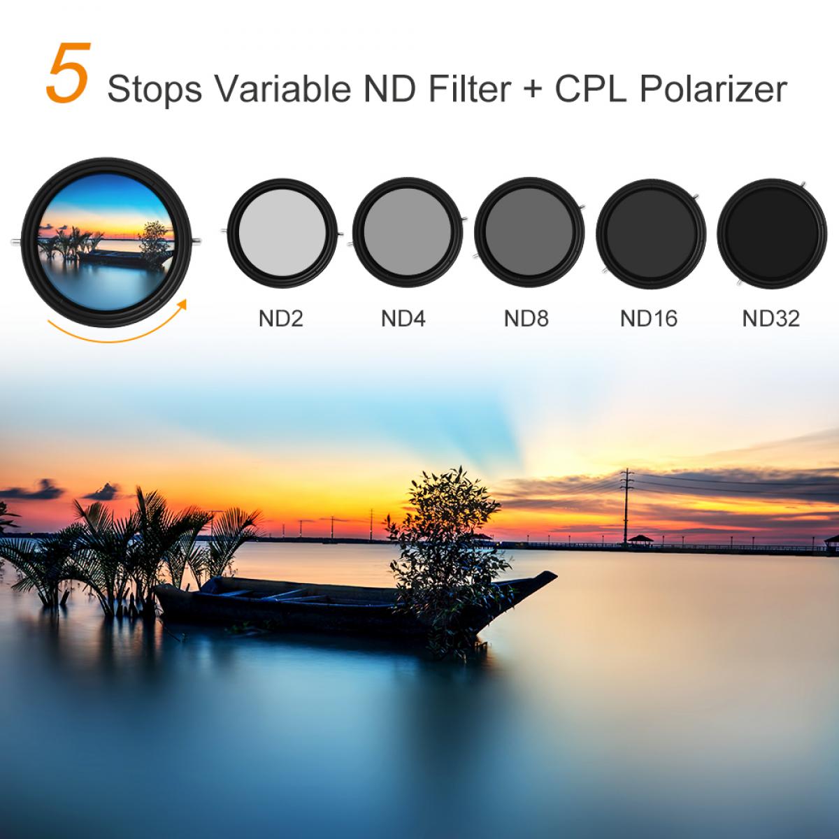 Filtr K&F Concept Fader MRC Nano X ND2-32 s CPL 72mm