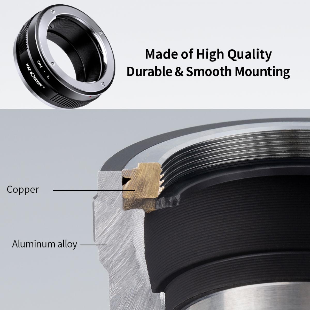 Redukce K&F Concept z objektivu Olympus OM na LEICA L