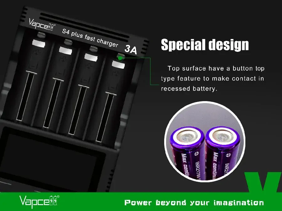 Vapcell S4+ univerzální chytrá 3A rychlo nabíječka pro články Li-ion / Ni-MH / Ni-Cd V3.0