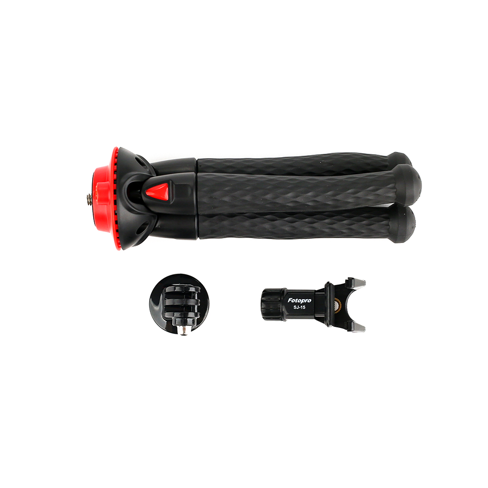 Flexibilní mini stativ pro fotoaparáty, kamery a telefony, Fotopro UFO MINI Black/Red Tripod with Phone & GoPro Mount