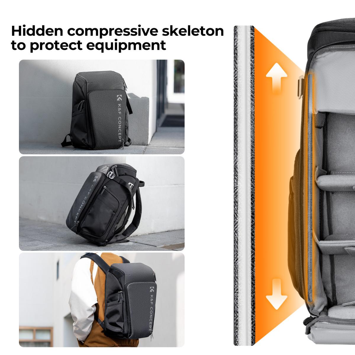Modulární fotobatoh K&F Concept Camera Alpha Backpack Air 25l šedý