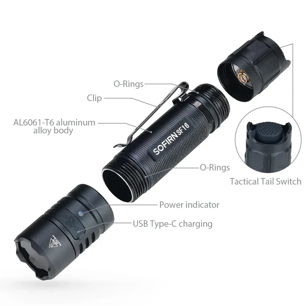 UV svítilna Sofirn SF16, 365nm SST08 UV LED ultrafialová baterka, bez akumulátoru