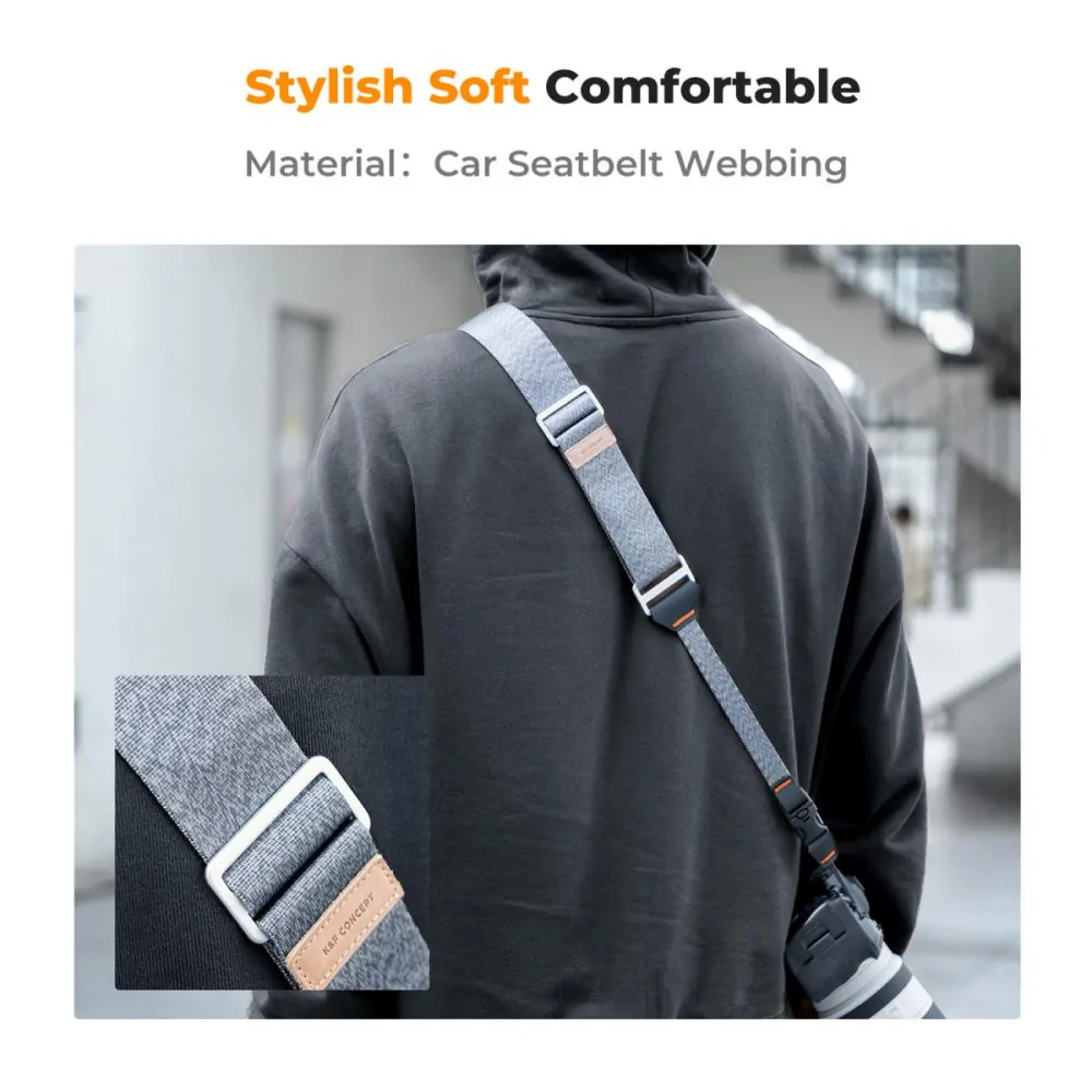 K&F Concept široký rychloupínací popruh na fotoaparát šedý