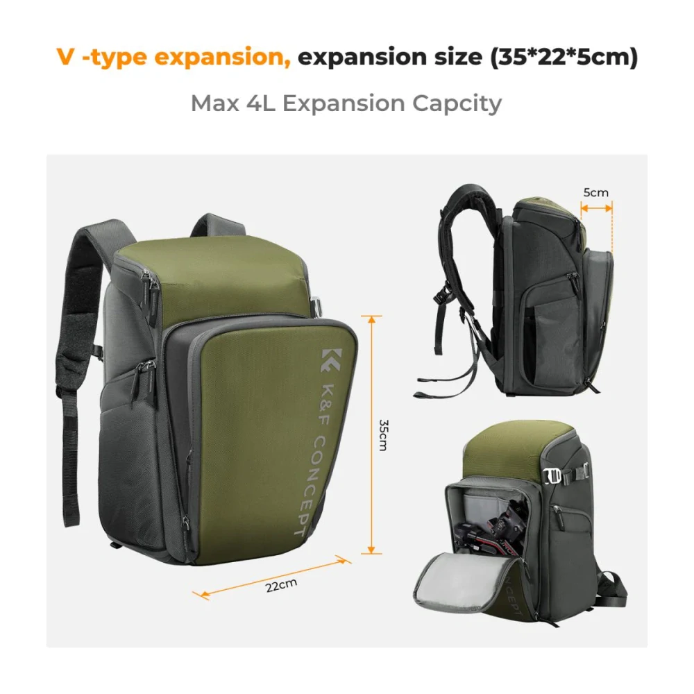 Modulární fotobatoh K&F Concept Camera Alpha Backpack Air 25l zelený