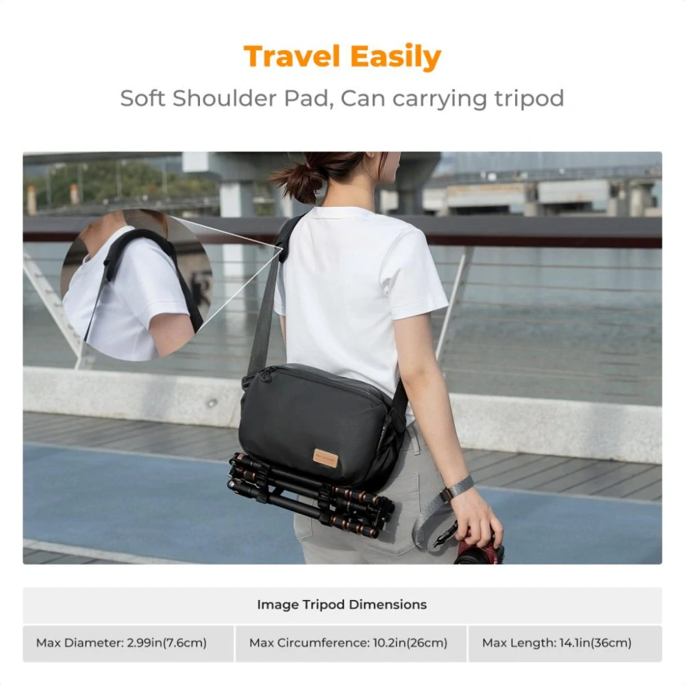 Foto brašna K&F Concept Alpha Sling bag 10L Černá + hnědá