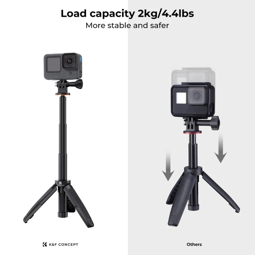 Stolní stativ a selfie tyč K&F Concept MS03 pro akční kamery, šedá