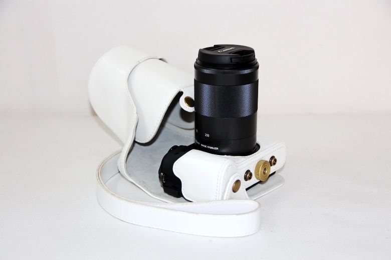 Kožené pouzdro pro CANON EOS M3 bílé