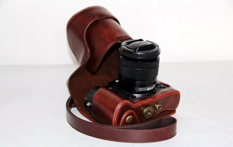 Kožené pouzdro pro FUJIFILM X-T10 / T20 / T30 tmavě hnědé