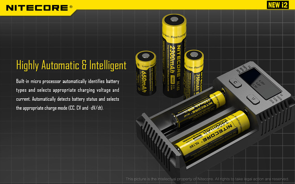 NITECORE i2 NEW inteligentní nabíječka-dvě nezávislé pozice, Li-Ion, Ni-Mh