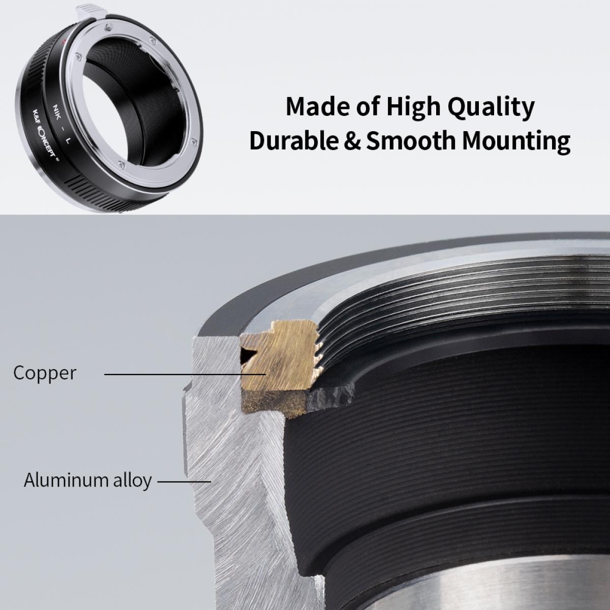 Redukce K&F Concept z objektivu Nikon F (Ai) na LEICA L